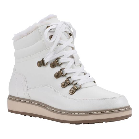 White Mountain Women's Tamasha Lace Up Cozy Booties White Size 9